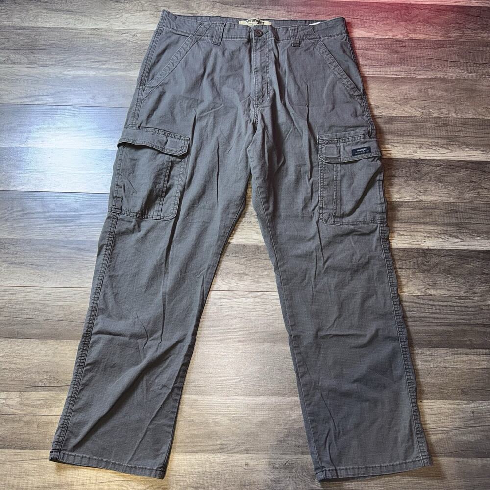 Wrangler Authentics Pant Mens 34x30 Gray Cotton Cargo Straight Utility Stretch